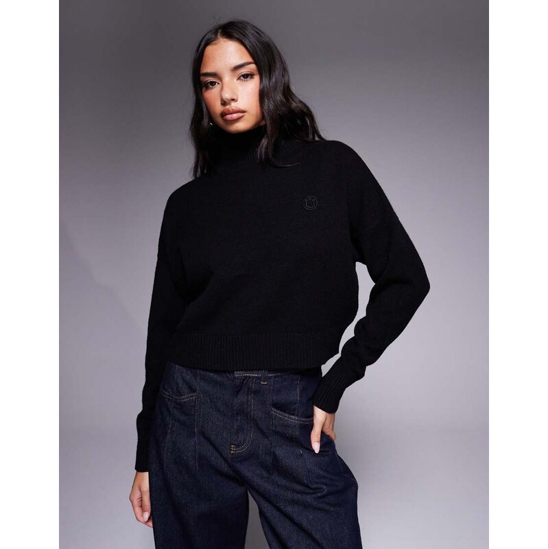 HUGO BLUE Sesty tonal logo high neck oversized fit knit jumper
