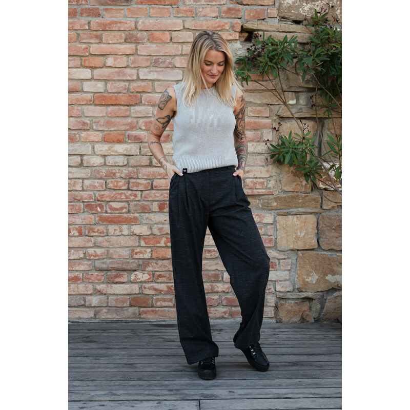 youngprimitive - Kalhoty a šortky Bela wool - black melange
