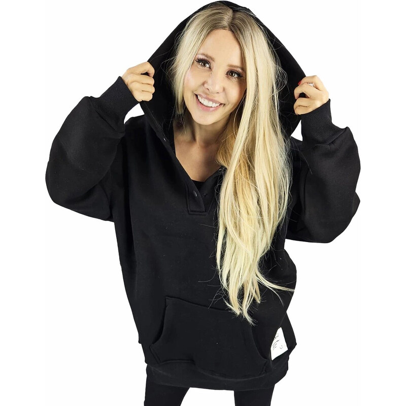 Pri Warm, smooth oversize hooded sweatshirt JANET