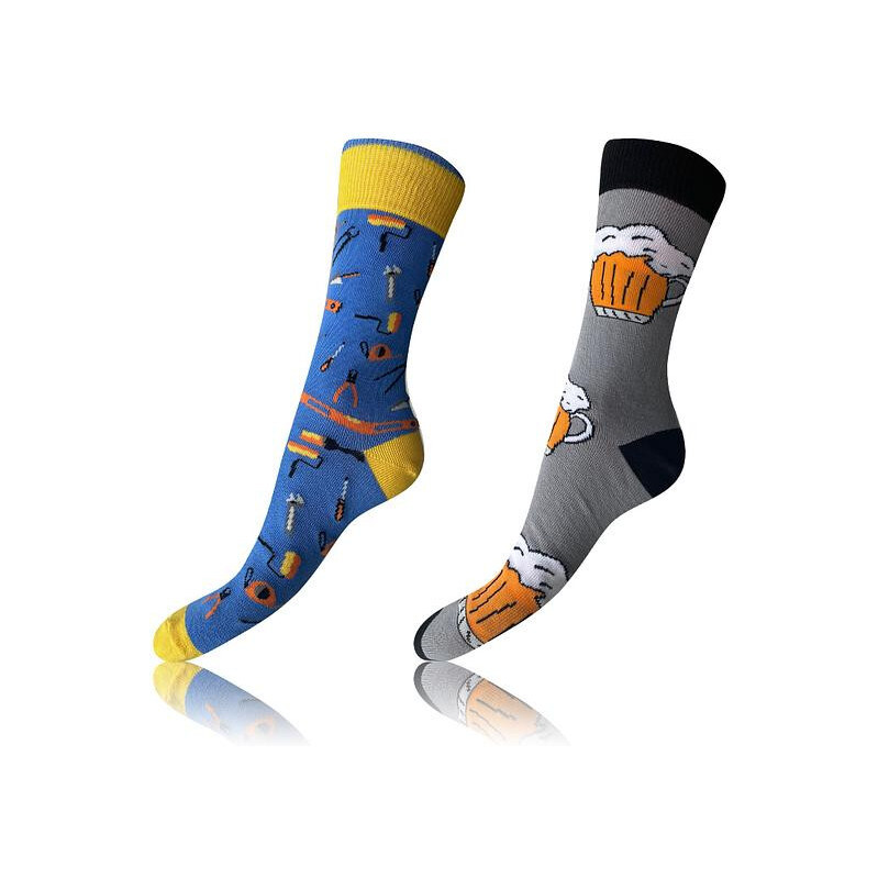 Veselé ponožky 2 páry CRAZY SOCKS 2x - BELLINDA - šedá