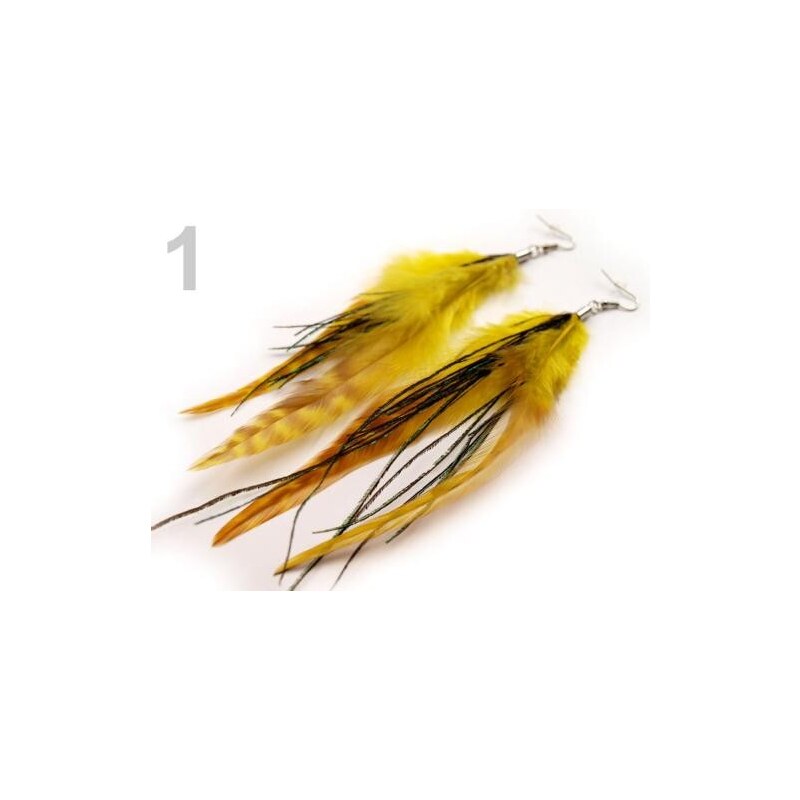 Stoklasa Náušnice peříčkové 18cm (1 pár) - 1 žlutá