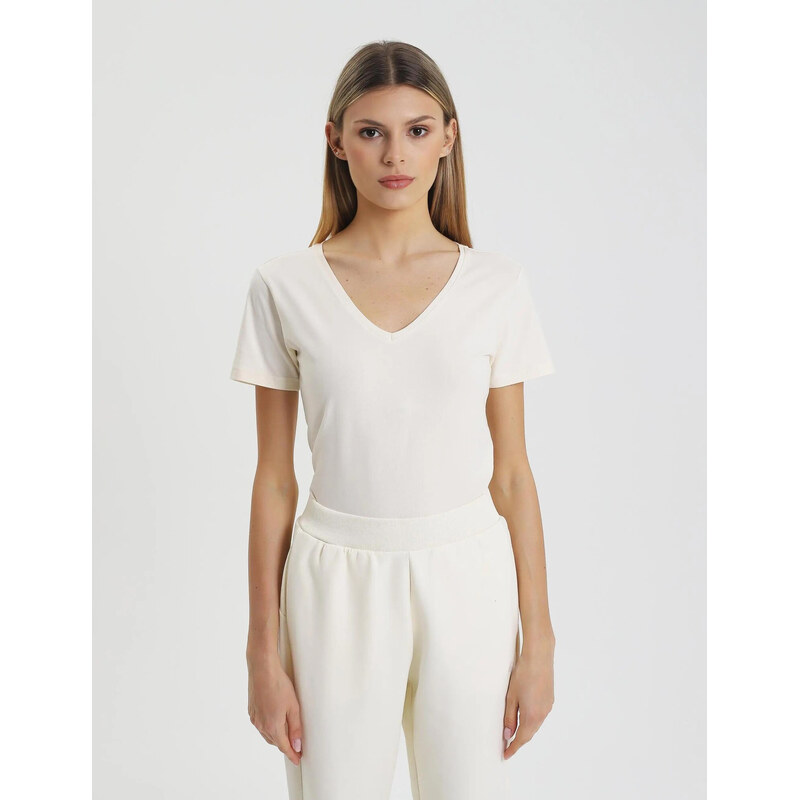 Dámské Slim fit tričko 4FWSS25TTSHF1990 11S Ecru - 4F 113555608