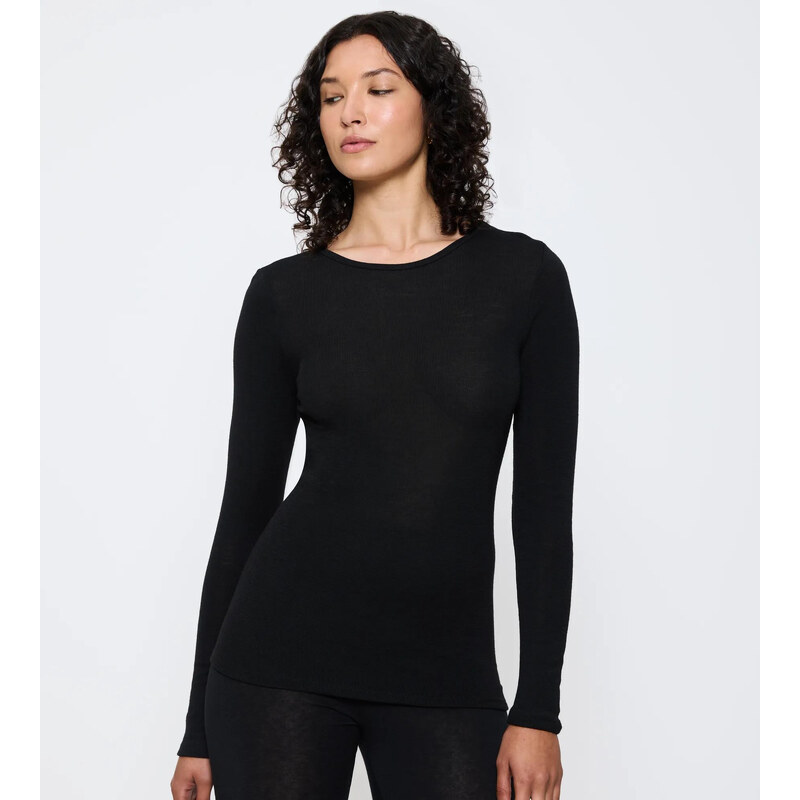 Dámský top Beauty Layers LSL Top Wool - BLACK - černá 0004 - TRIUMPH 114900493