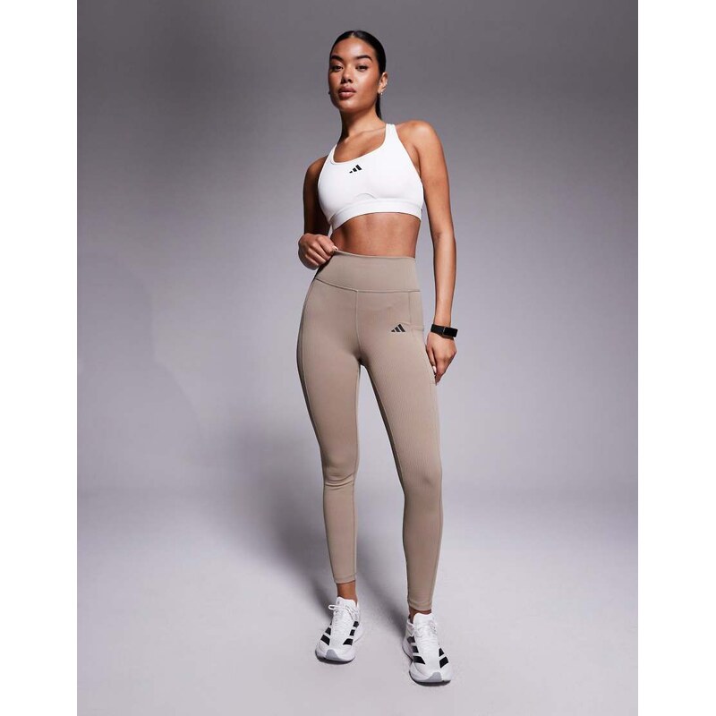 adidas performance adidas Training Optime 7/8 rib leggings in chalky 108892718
