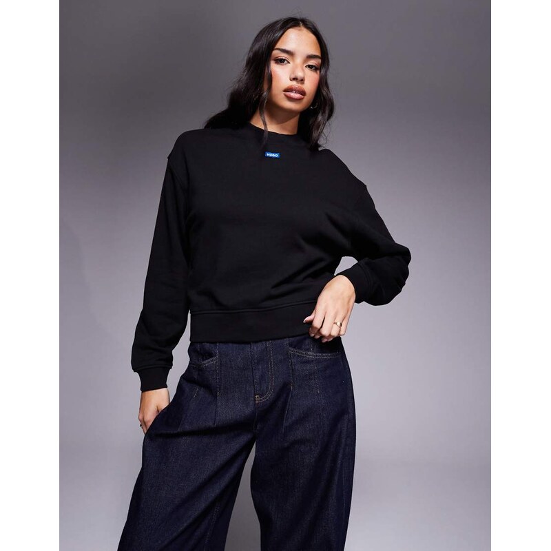HUGO BLUE Delessa central logo sweatshirt in black
