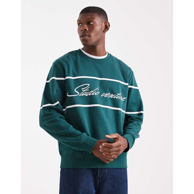 Jack & Jones sweatshirt with front graphic in green