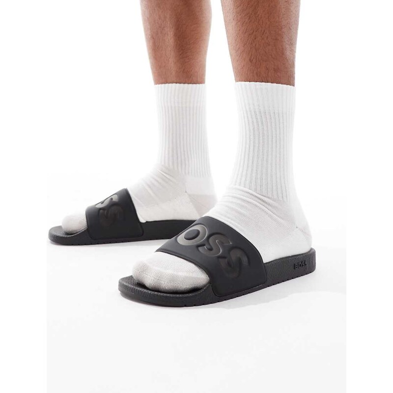 BOSS Bodywear Boss Aryeh contrast logo sliders in green and