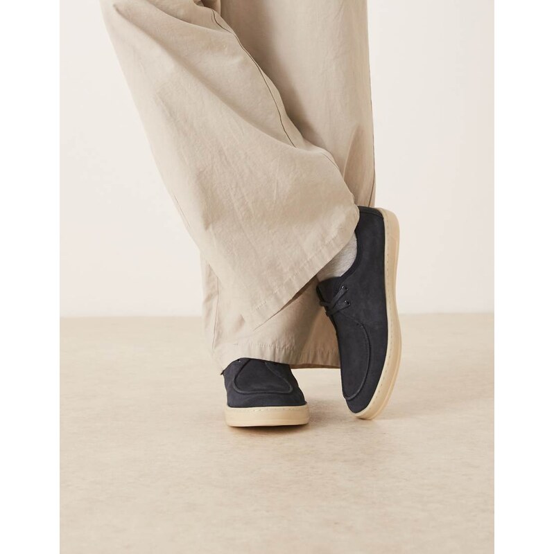 Mango suede lace up shoe with contrast sole in navy