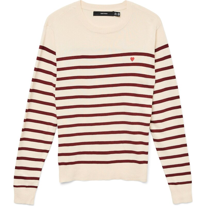 VERO MODA Svetr VMDORY krémová / vínově červená
