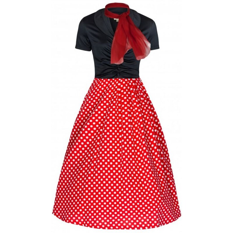 Lindy Bop retro dámské šaty ELSA červené s puntíky velikosti: 38