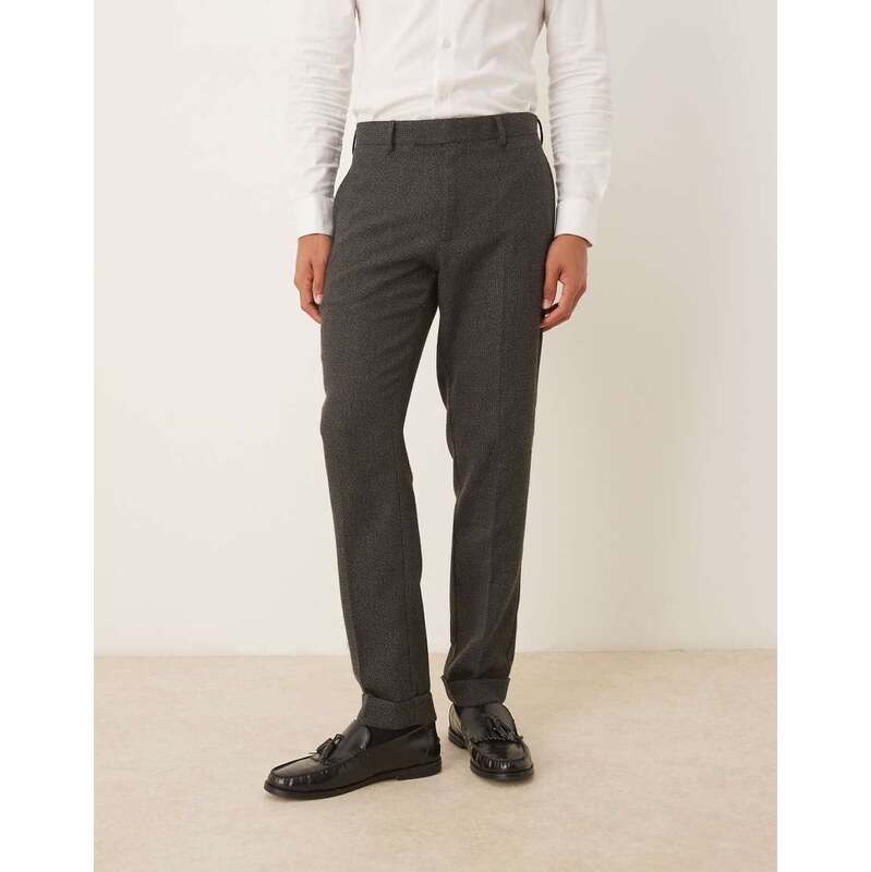 ASOS DESIGN slim suit trousers with grey micro texture