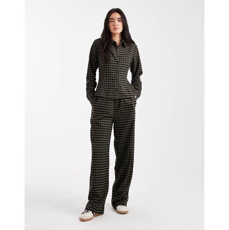ASOS DESIGN pull on tie waist barrel trousers co-ord in black &