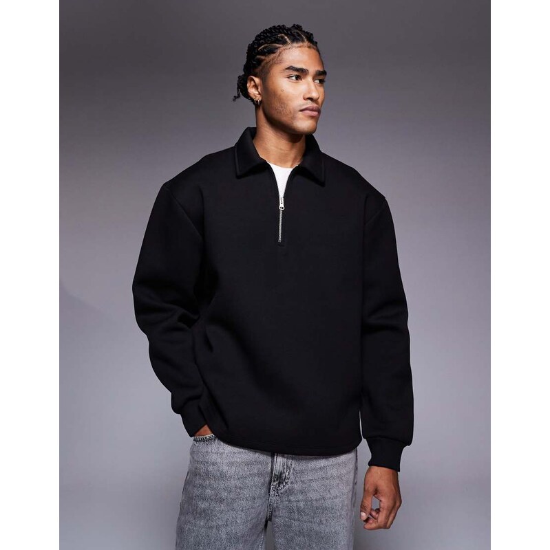 ASOS DESIGN oversized quarter zip sweatshirt in scuba-style