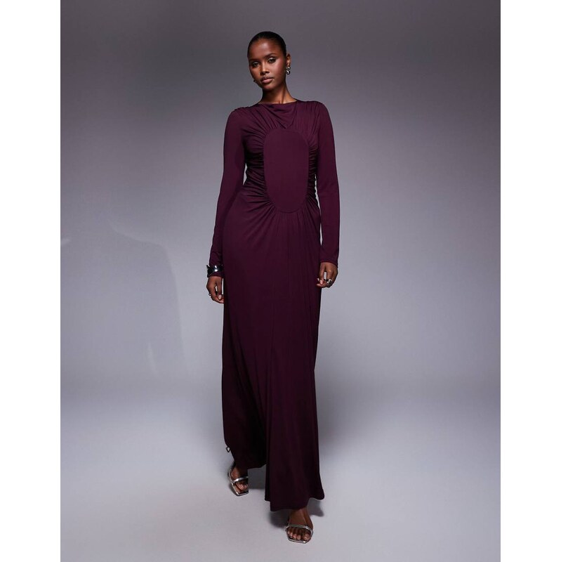 Daska ruched maxi dress in plum-Red 108896566