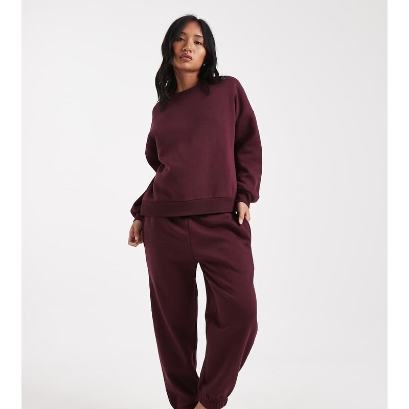 Vero Moda Petite oversized cuffed jogger co-ord in burgundy-Red 110718822
