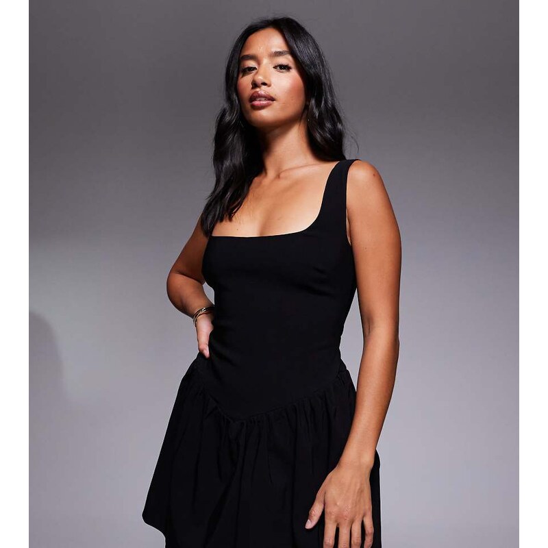 Vesper Petite bengaline square neck drop waist detail skater mini 115386198