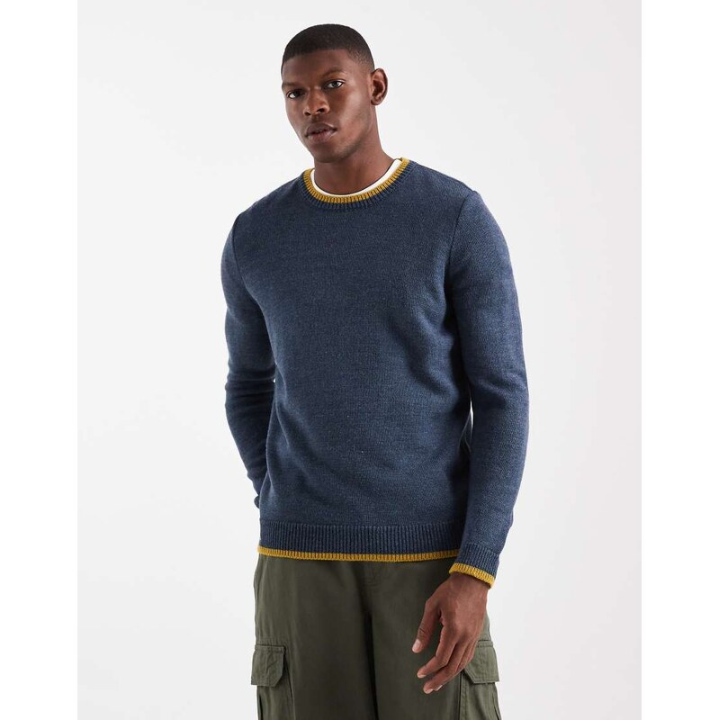 ASOS DESIGN knitted crew neck jumper in navy