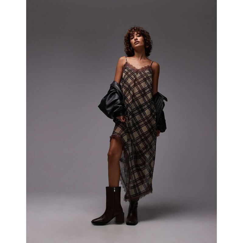 Reclaimed Vintage sheer layering midi dress with asymmetric hem in 108896686