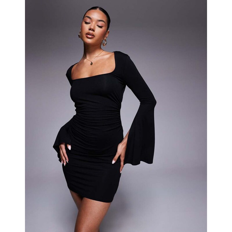 ASOS DESIGN angel sleeve scoop neck open back mini dress in