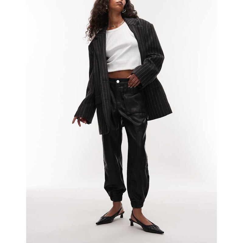 Allsaints Mila coated denim trouser in black