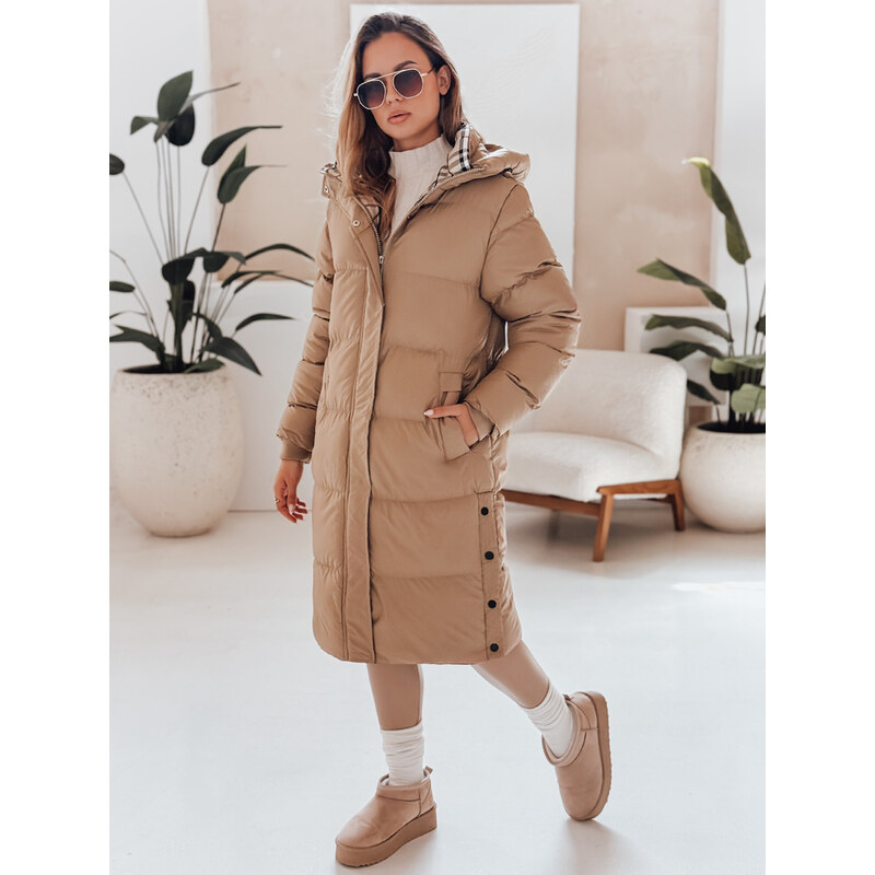 BASIC Béžová dámská zimní bunda s károvanou podšívkou WINTERMISS 108897777