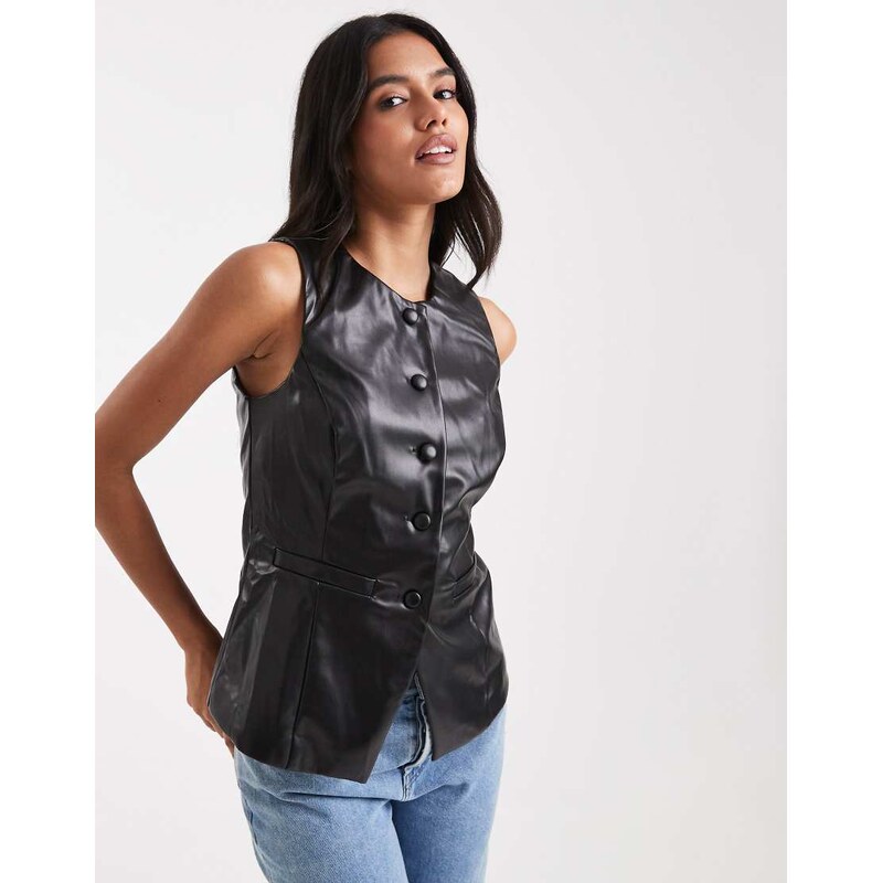 New Look PU waistcoat in black 108901315