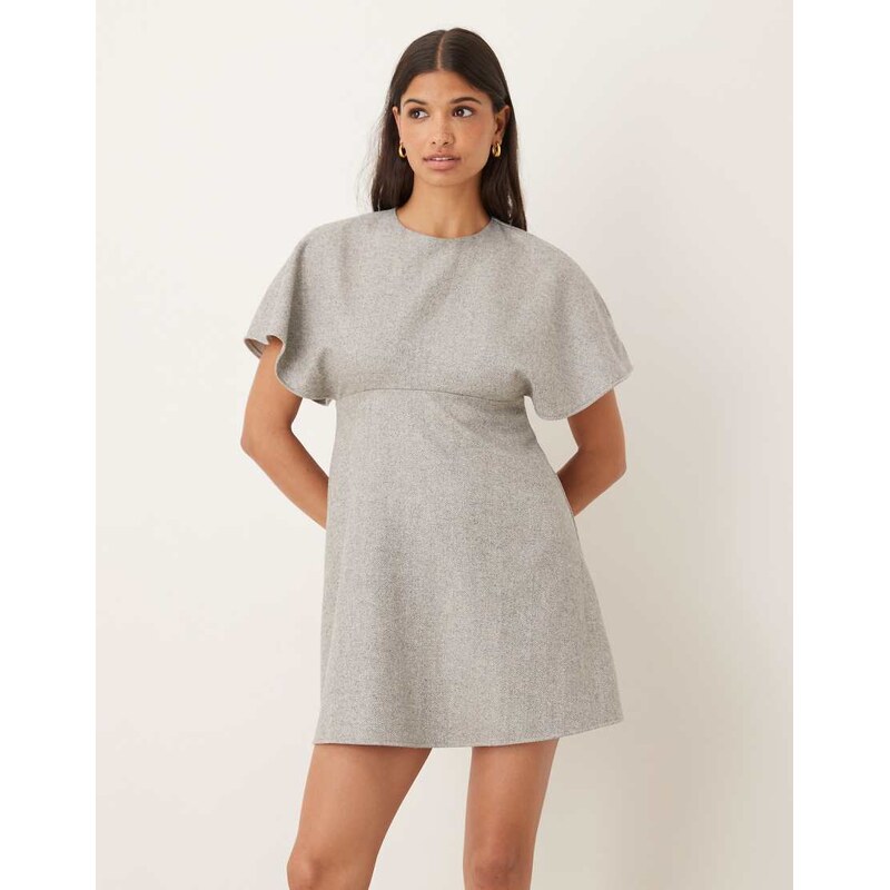 ASOS DESIGN mini dress with bust seam cinching in grey