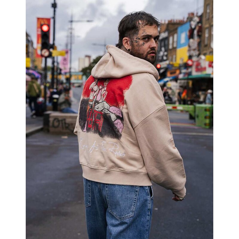 Mason Newman x Topman boxy fit hoodie with hotel bar front and