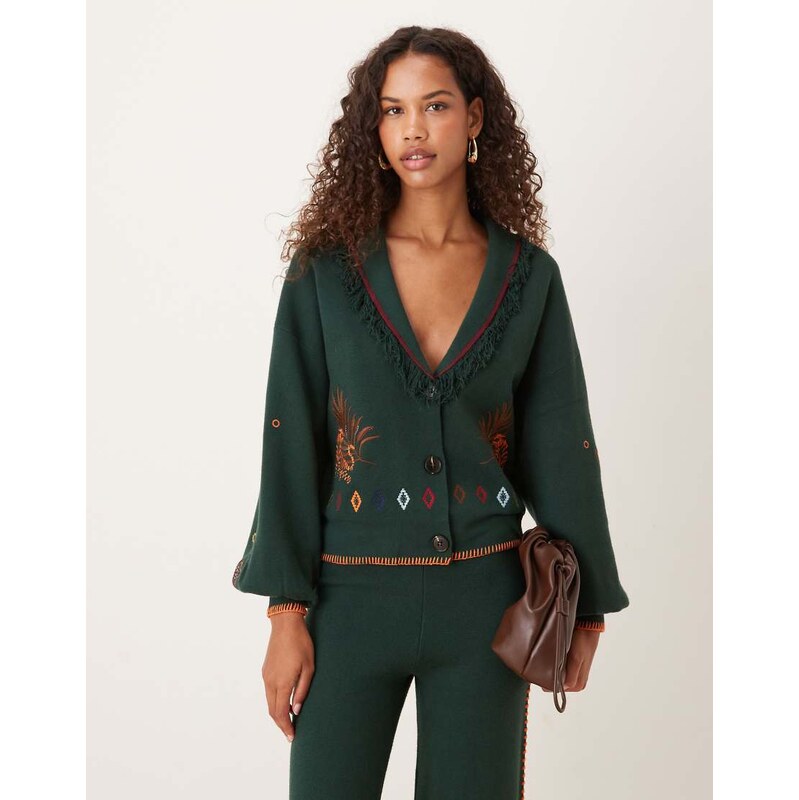 Never Fully Dressed safari embroidered knitted cardigan co-ord
