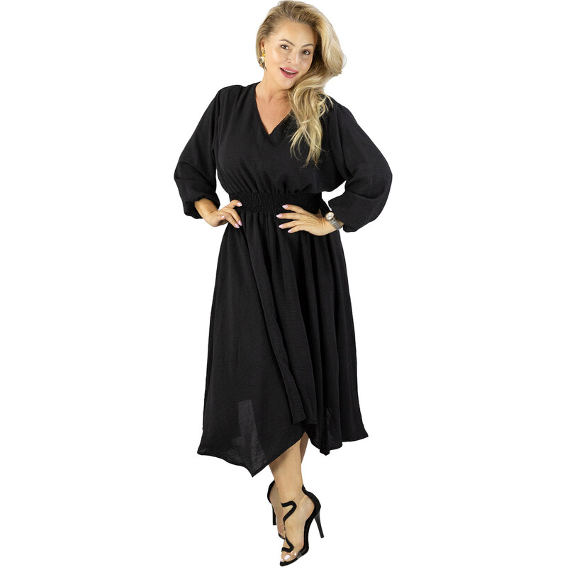 Pri ADELE midi dress with elastic waist and v-neckline 108904266