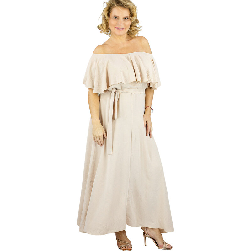 Pri Airy maxi dress with ruffles and waist tie STELLA 108904282