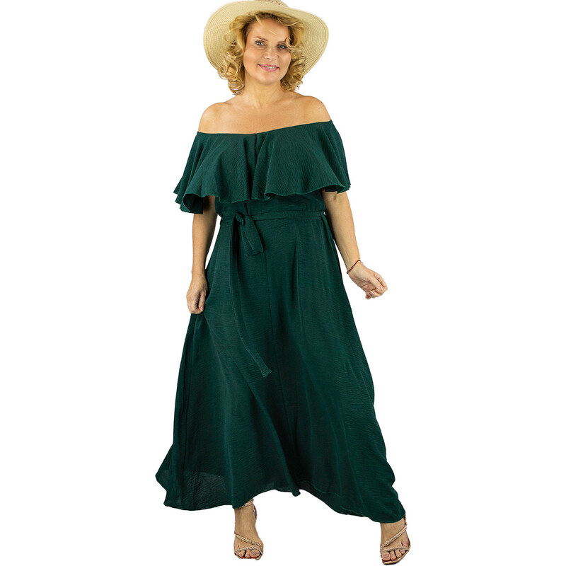 Pri Airy maxi dress with ruffles and waist tie STELLA 108904313