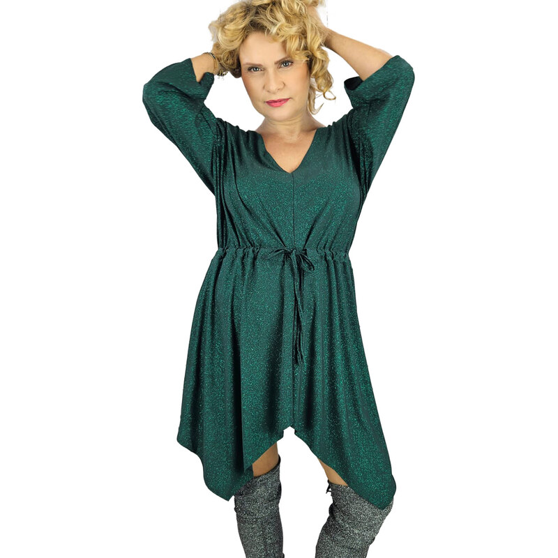 Pri Beautiful loose mini asymmetrical glitter dress OPALINA 108904343