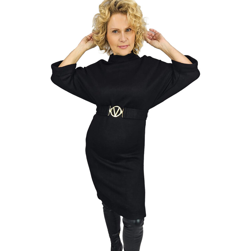 Pri Knitted midi dress with belt and bat sleeves ALENA