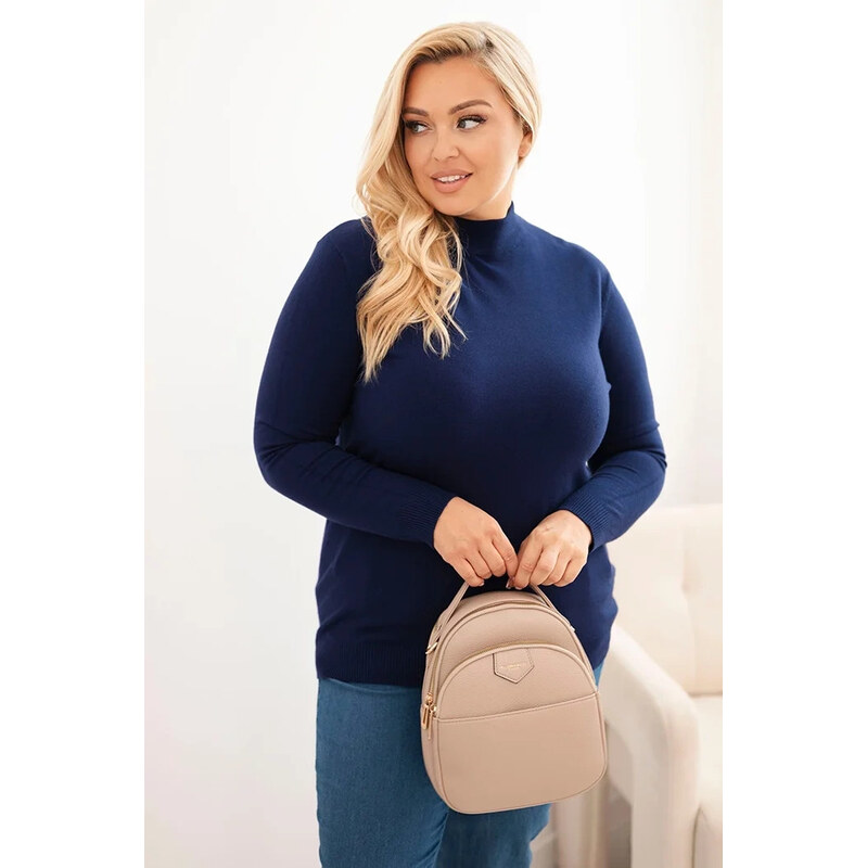 K-Fashion Dámský svetr Plus Size z viskózy s rolákem granátový