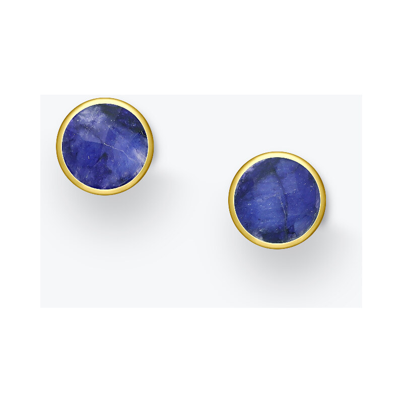 Estemia Pozlacené stříbrné náušnice broušený Lapis lazuli pecky - 108808827