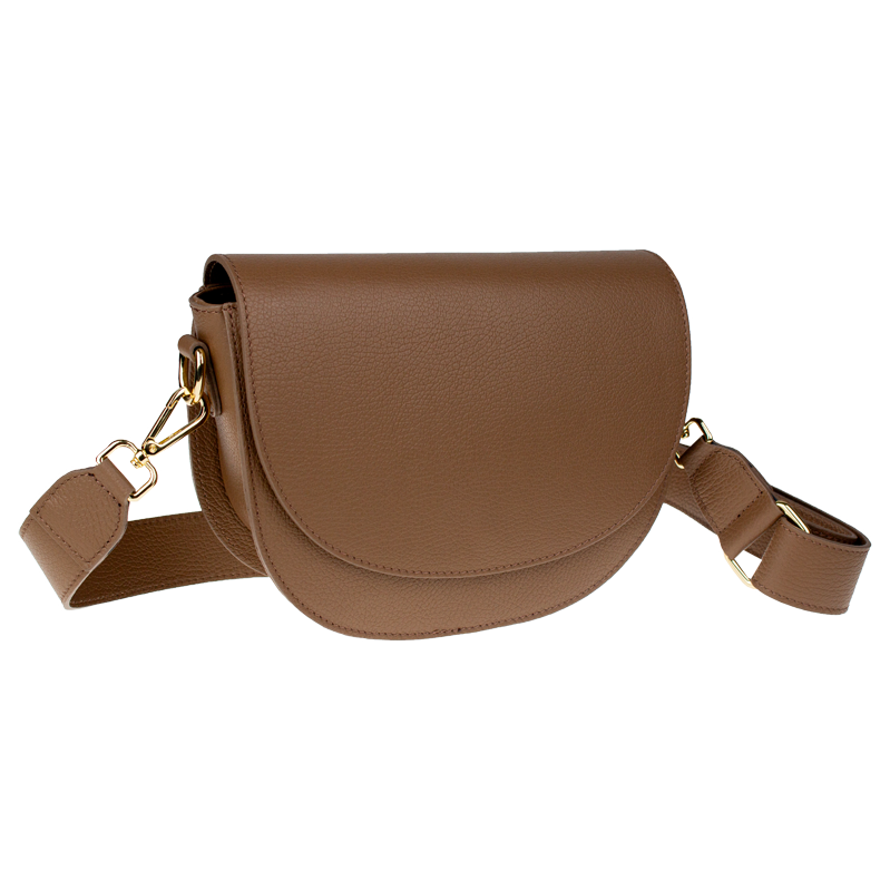 Hnědá kožená italská crossbody kabelka Ramona Taupe Scura