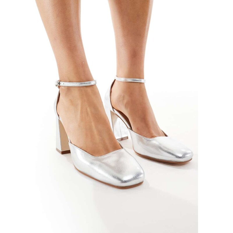 SEQWL Levante block heeled shoe in PU silver 114976318