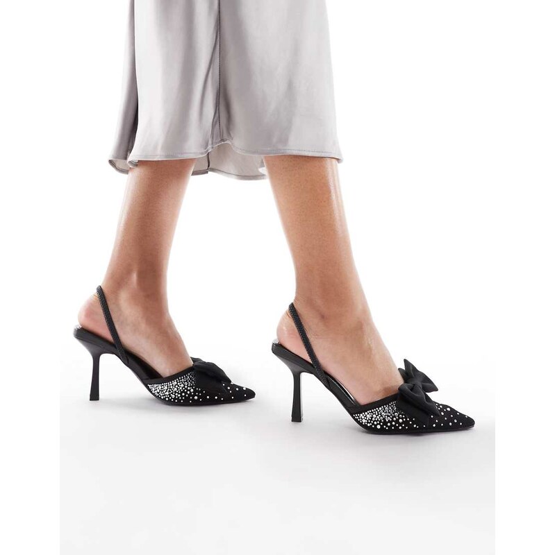 SEQWL Salado bow detail embellished heeled shoes in black