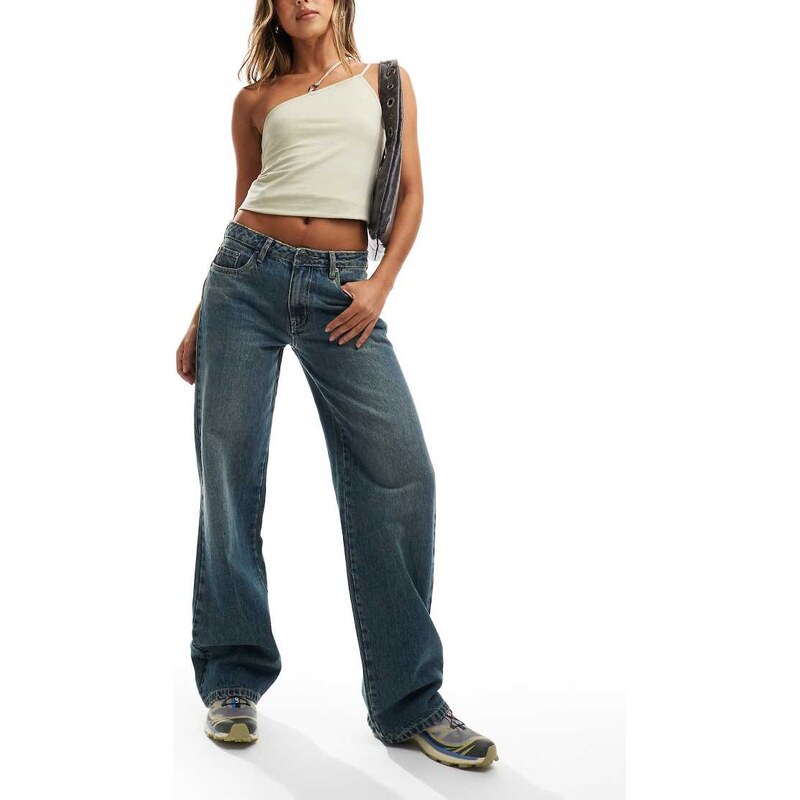 Daisy Street low rise boyfriend jeans in blue vintage wash 112221518