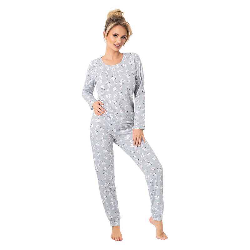 Donna Dámské bavlněné pyžamo Bunny dlouhé šedé 108912151