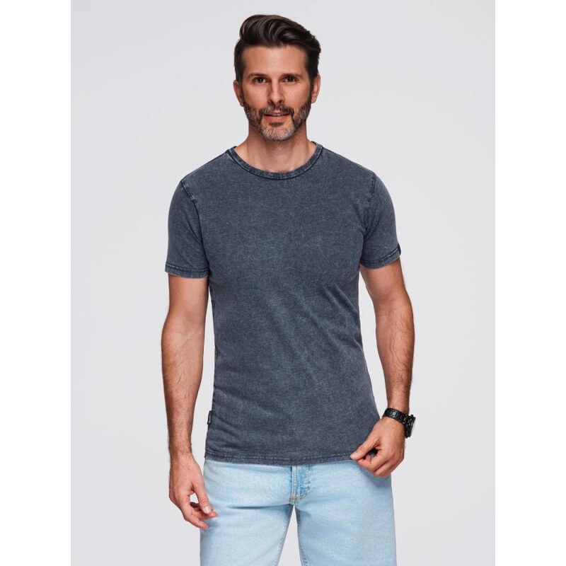 Ombre Clothing Modré pánské tričko se sepraným vzorem V2 TSWT