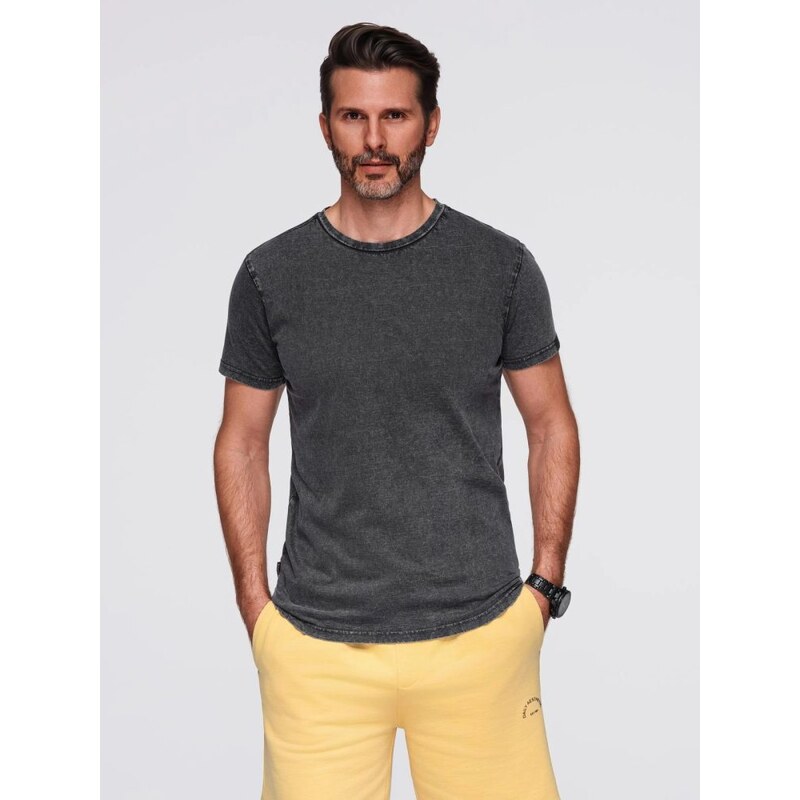 Ombre Clothing Černé pánské tričko se sepraným vzorem V1 TSWT