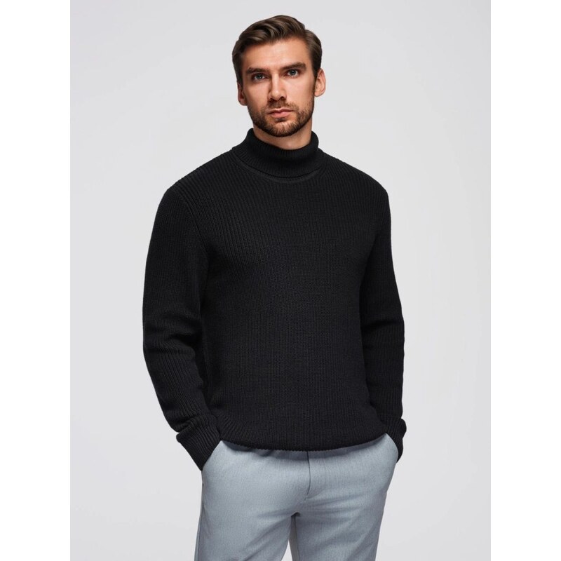 Ombre Clothing Atraktivní černý pletený rolák V4 SWTN-0162