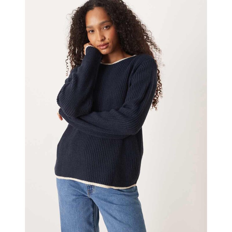 JDY contrast piping jumper in navy