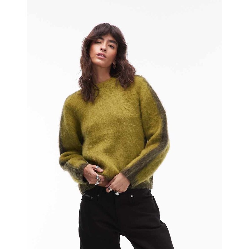 Obey aura knitted jumper in green