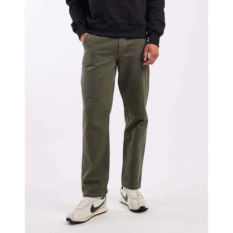 ASOS DESIGN straight trousers in khaki-Green