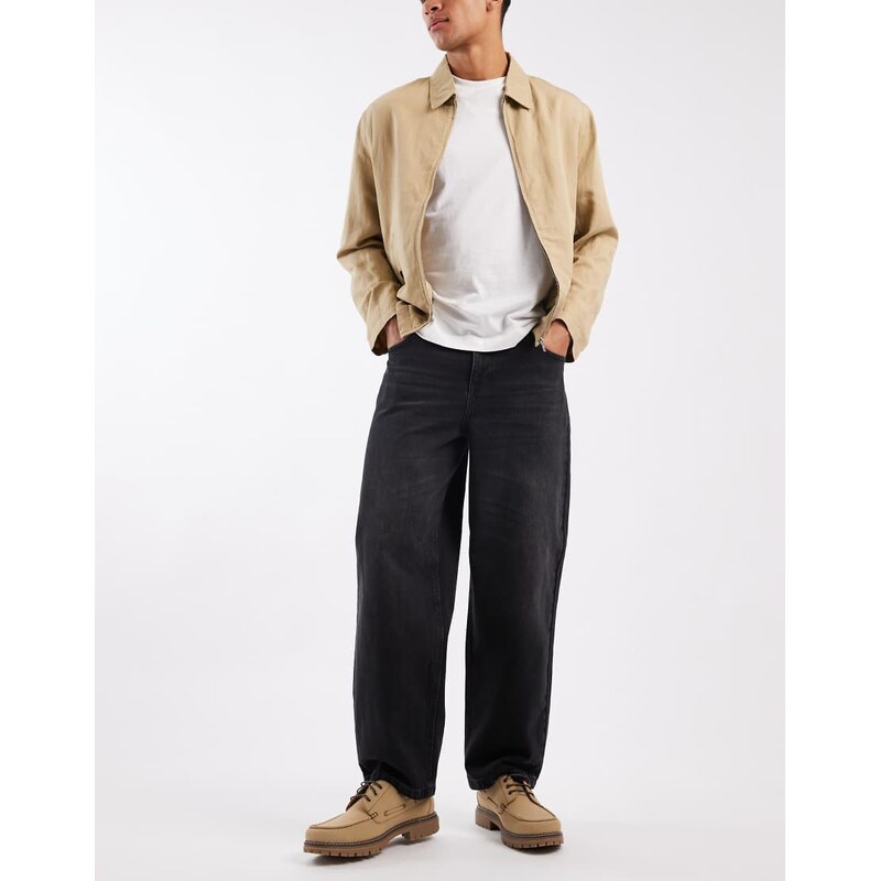 ASOS DESIGN loose straight fit jeans in washed black