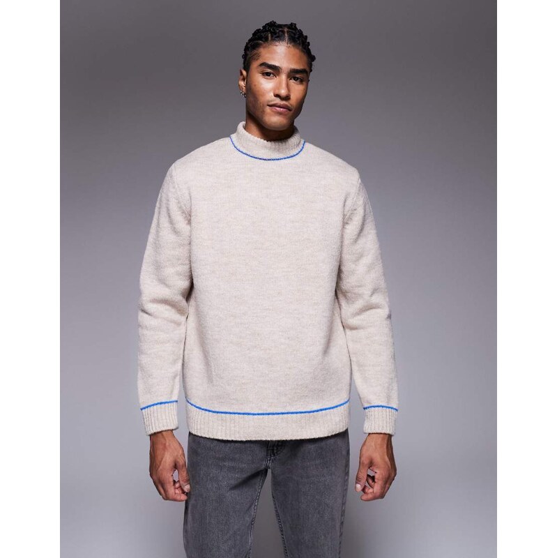 ASOS DESIGN relaxed knitted turtle neck jumper in ecru-White