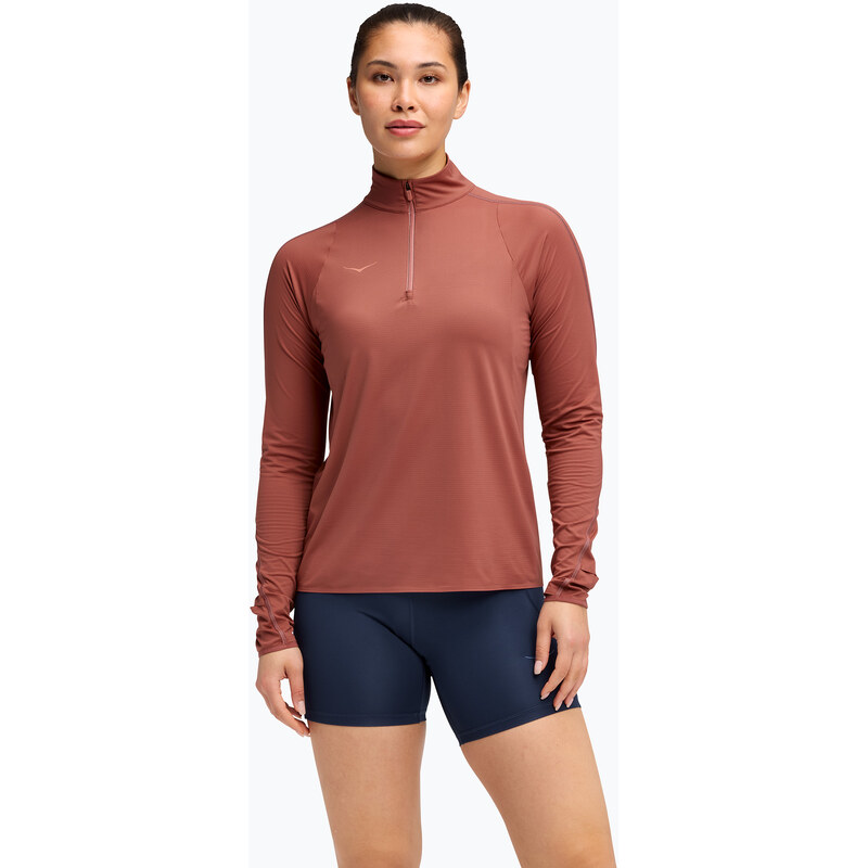Dámská běžecká mikina HOKA GlideTech Quarter Zip rouge